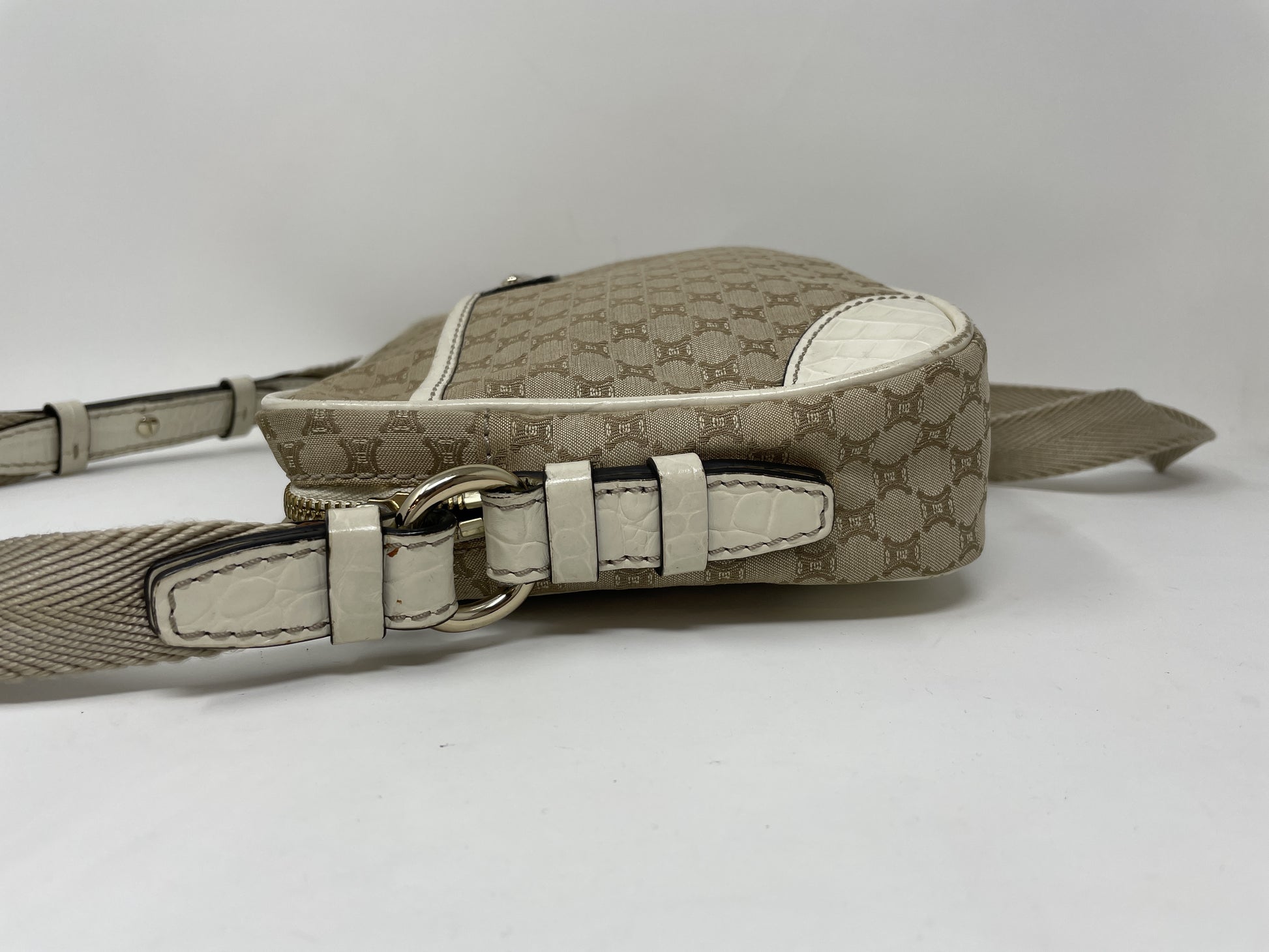 CELINE CELINE Shoulder Bag Macadam Crocodile Embossed Canvas Leather Shoulder Bag