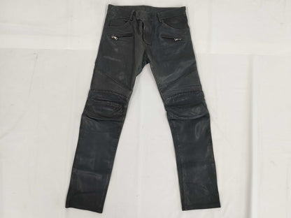BALMAIN Leather Rider Pants Size 50