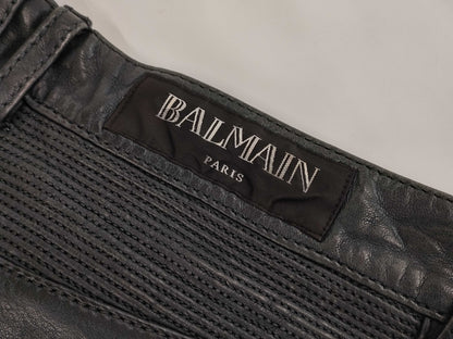 BALMAIN Leather Rider Pants Size 50