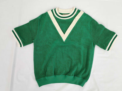BURBERRY Terry V-neck shirt, size S, tops