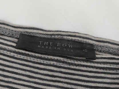 THE ROW Gray Cotton Linen Striped Cut and Sew Top