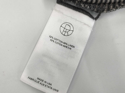 THE ROW Gray Cotton Linen Striped Cut and Sew Top