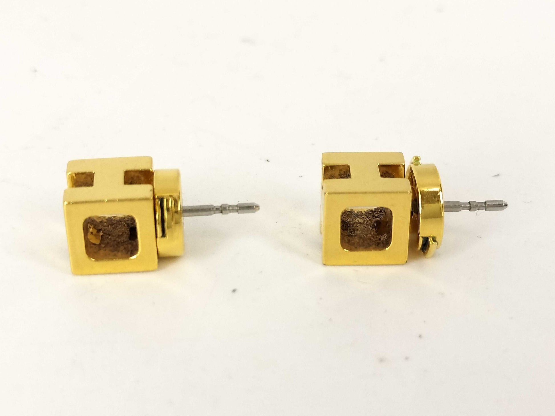 HERMES CAGE DE H H Cube Earrings