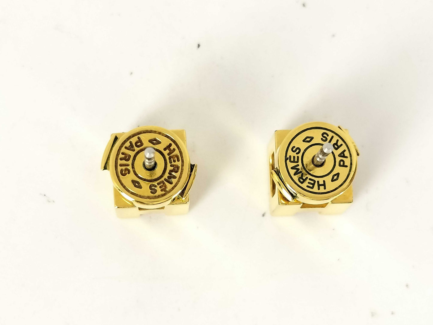 HERMES CAGE DE H H Cube Earrings