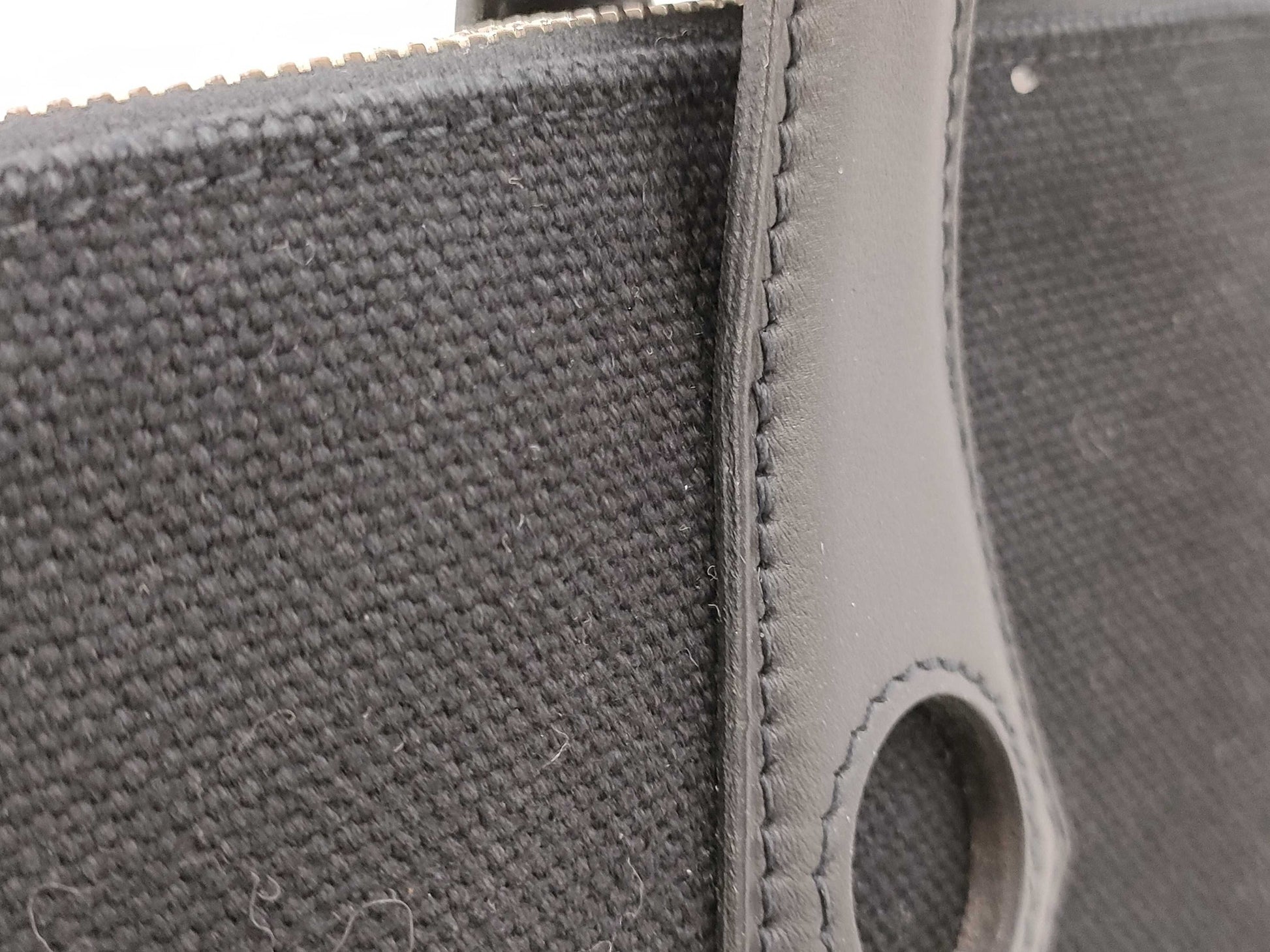 HERMES Saquiboo MM Handbag □J Canvas/Leather Black Tote Bag
