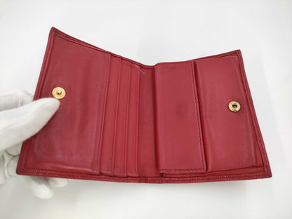 PRADA Bi-Fold Wallet Leather Red Wallet