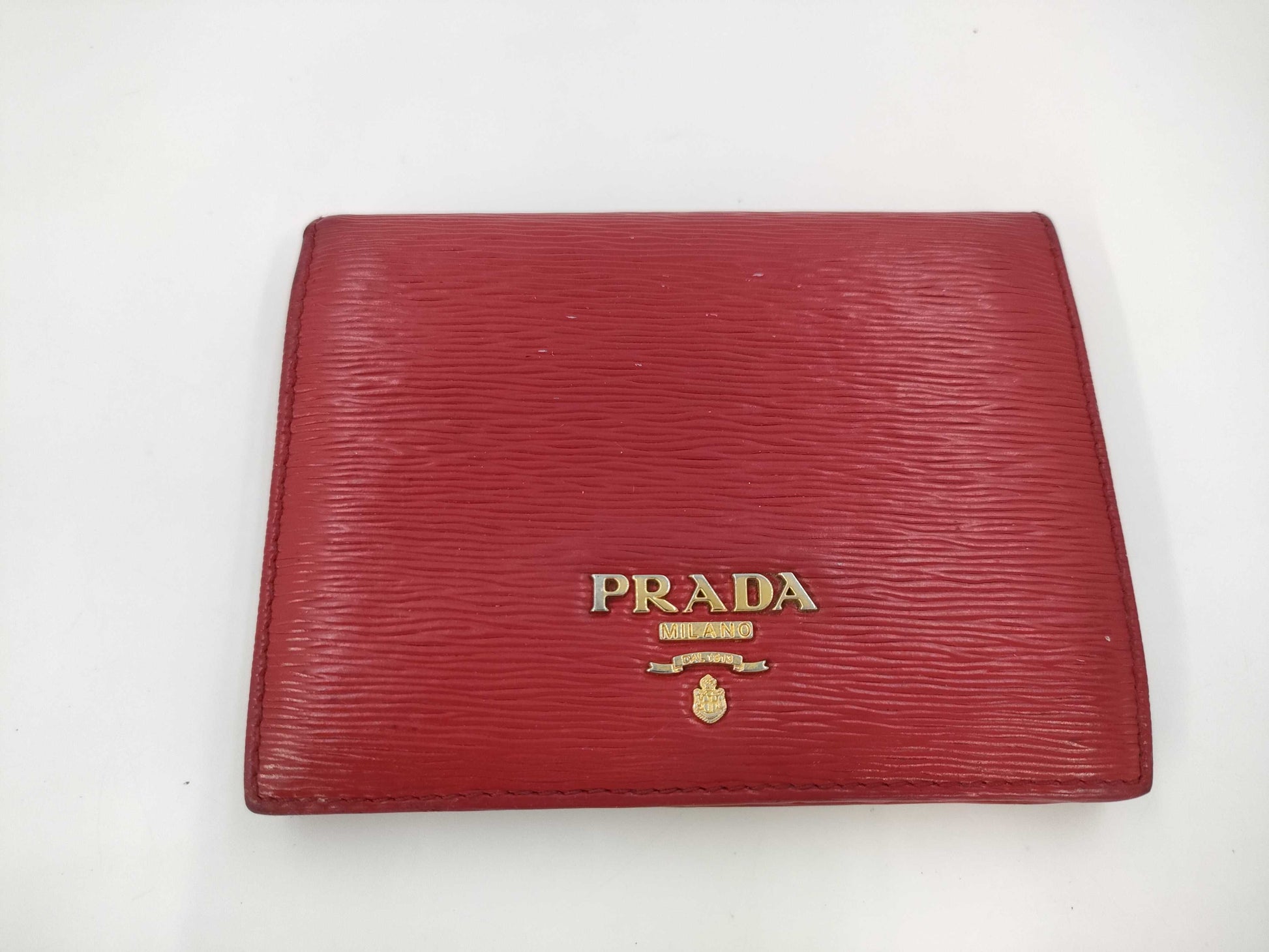 PRADA Bi-Fold Wallet Leather Red Wallet