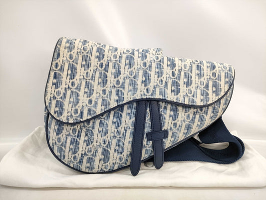 Dior Oblique Denim Saddle Shoulder Bag