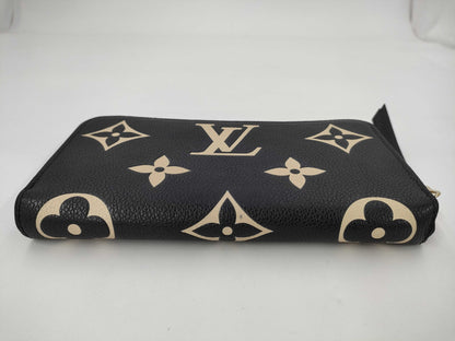 LOUIS VUITTON Vuitton Monogram Unplanted Bicolor Zippy Wallet M80481 RFID Black Beige Wallet Wallet