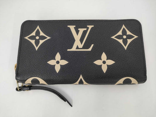 LOUIS VUITTON Vuitton Monogram Unplanted Bicolor Zippy Wallet M80481 RFID Black Beige Wallet Wallet