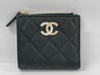 CHANEL Caviar Coco Mark Rhinestone Compact Wallet, Random Number