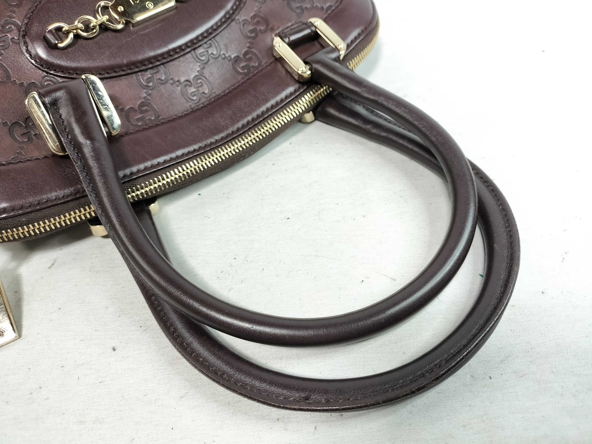 GUCCI Guccissima Gucci 145785 Guccissima Horsebit Handbag Mini Boston Bag Dark Brown Handbag