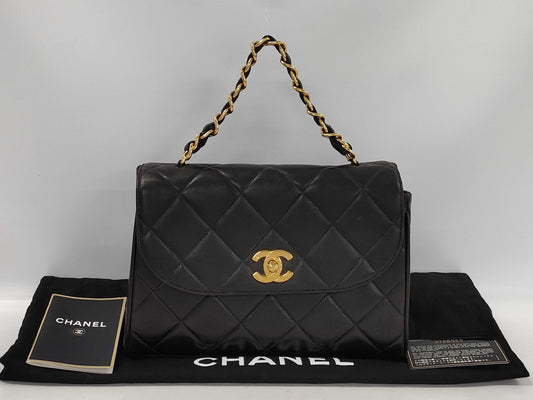 CHANEL Lambskin Matelasse Chain Handbag Shoulder Bag