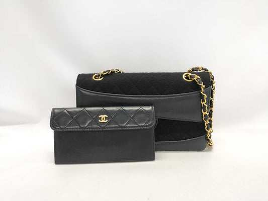 CHANEL Lambskin Jersey Matelasse Chain Shoulder Bag