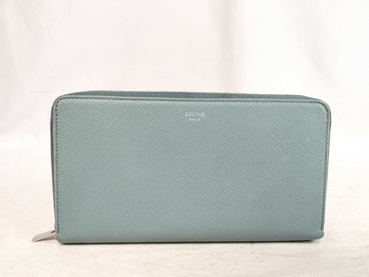 CELINE Leather Round Zip Long Wallet