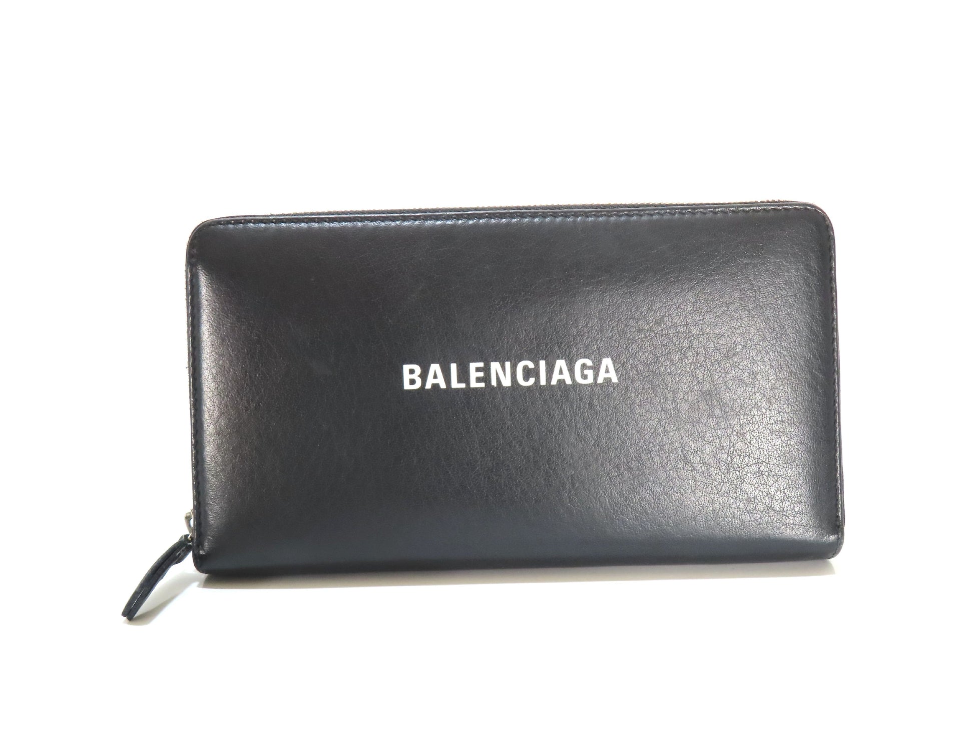 BALENCIAGA 551935 Logo Round Zipper Long Wallet