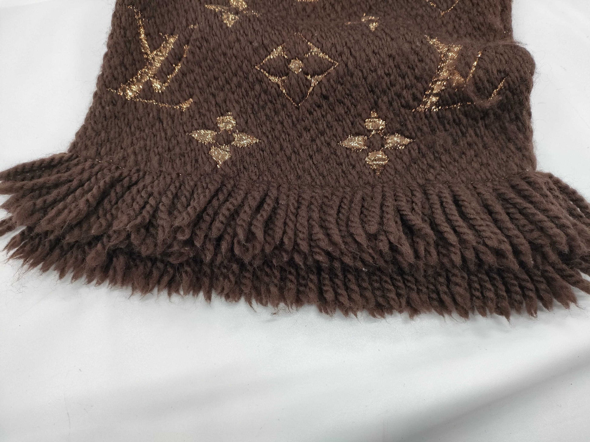 LOUIS VUITTON LOUISVUITTON Echar Logomania Shine Brown Scarf