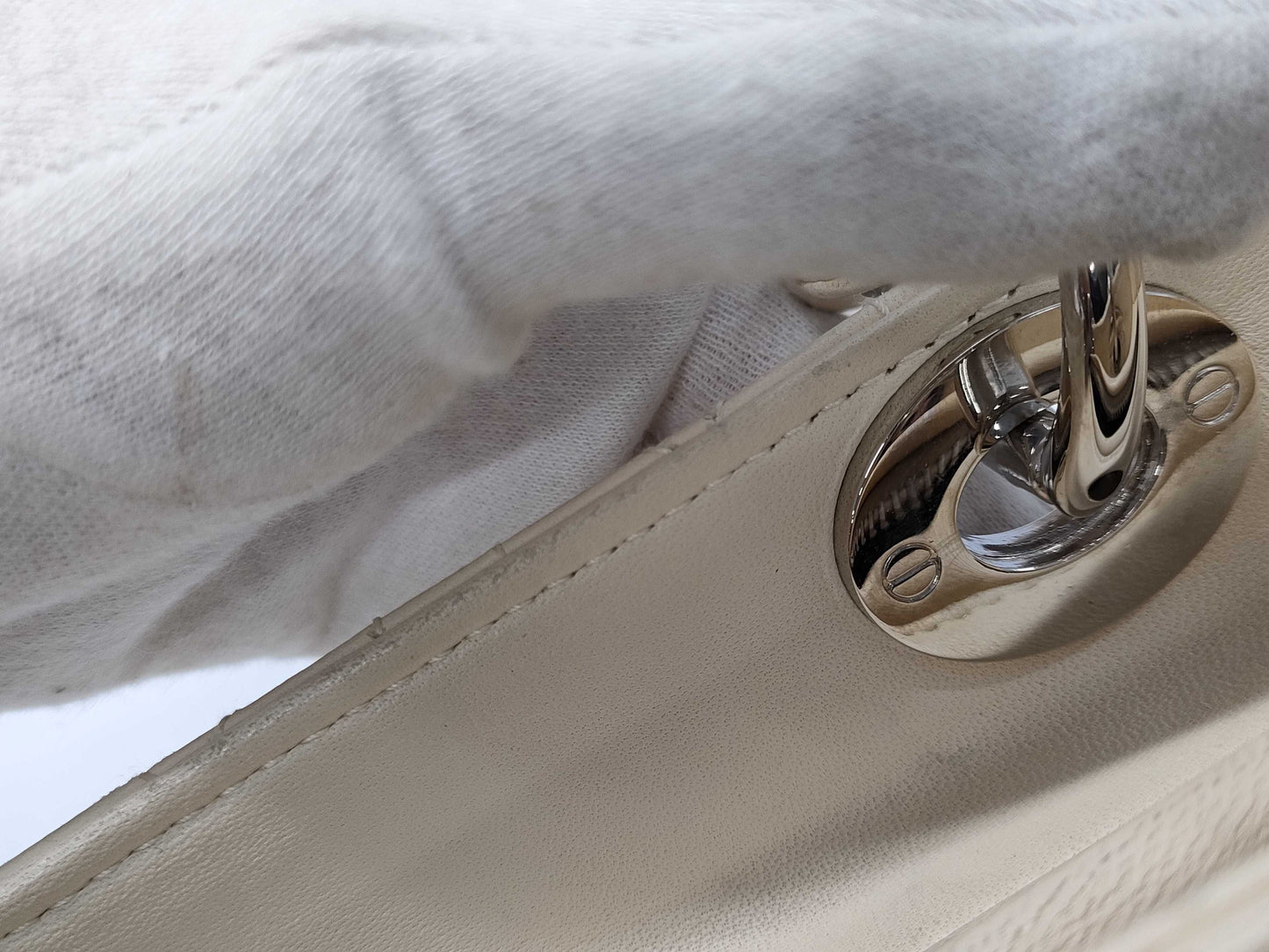 Dior Cannage Lady Dior Handbag Leather 09-MA-0067 Beige Shoulder Strap Handbag