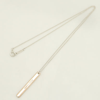 Tiffany & Co. 1837 Narrow Bar Rubedo Metal Necklace Pendant in Sterling Silver , Weight: 2.50g