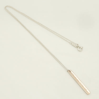Tiffany & Co. 1837 Narrow Bar Rubedo Metal Necklace Pendant in Sterling Silver , Weight: 2.50g