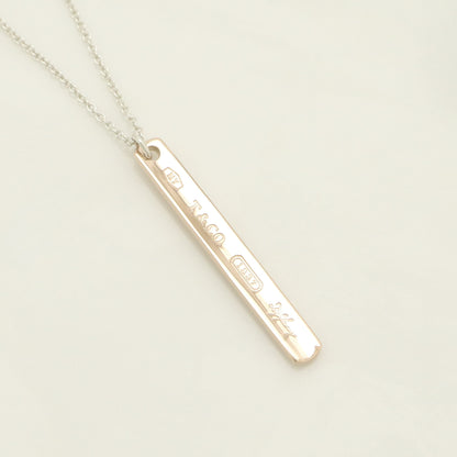 Tiffany & Co. 1837 Narrow Bar Rubedo Metal Necklace Pendant in Sterling Silver , Weight: 2.50g