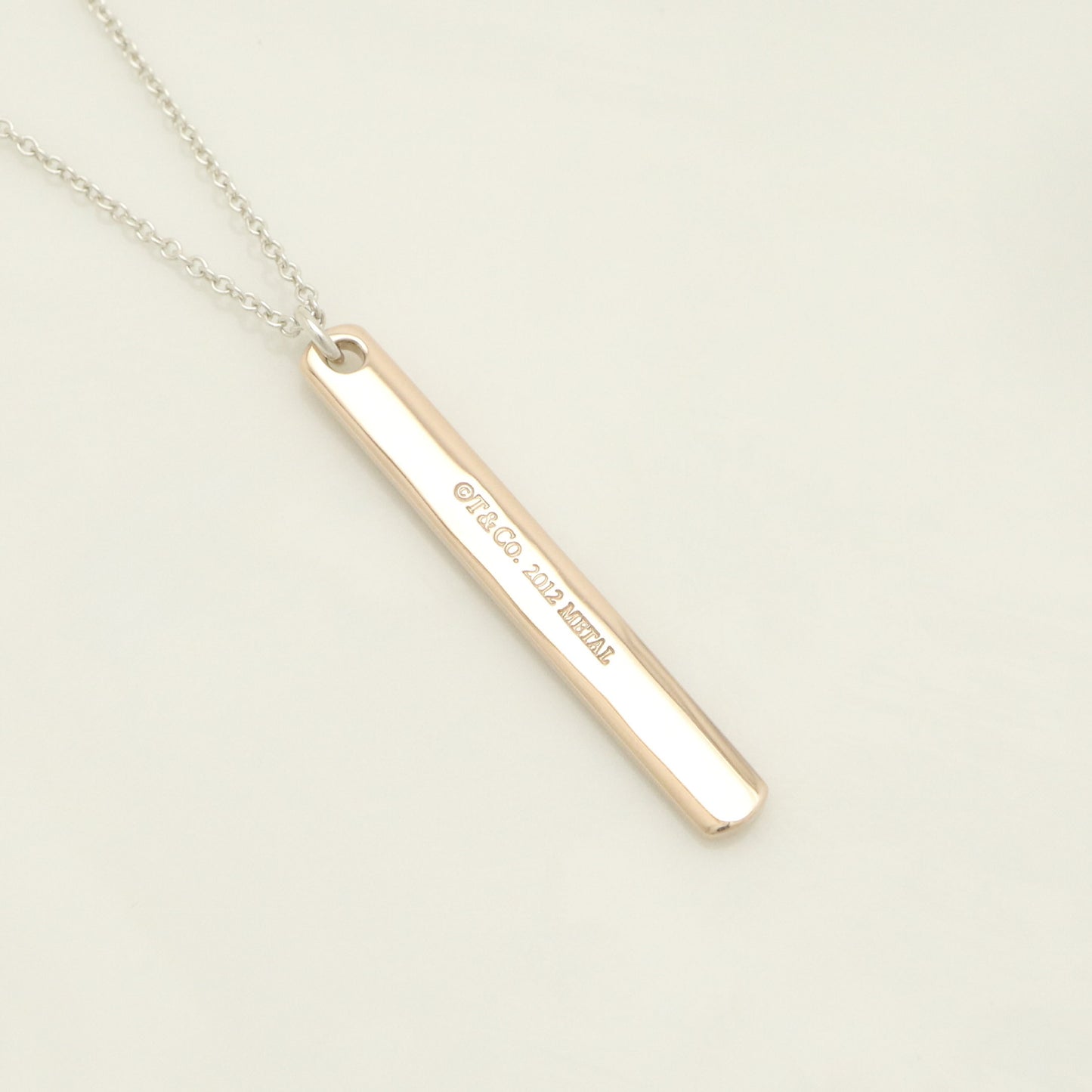 Tiffany & Co. 1837 Narrow Bar Rubedo Metal Necklace Pendant in Sterling Silver , Weight: 2.50g