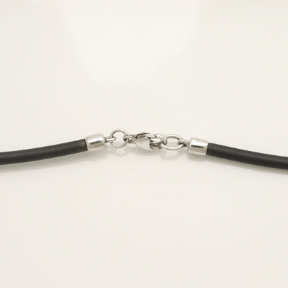 Tiffany & Co. Atlas Bar Rubber Cord Necklace, 925 Sterling Silver, Weight: 15.31g