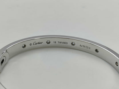Cartier Love Breath #18 Full Paved Diamond WG AU750 48.1g Bracelet Bangle 