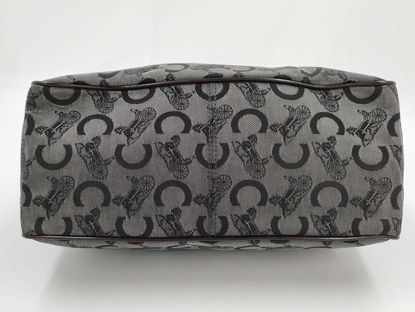 CELINE Boogie/Canvas/Enamel/Black x Brown Handbag