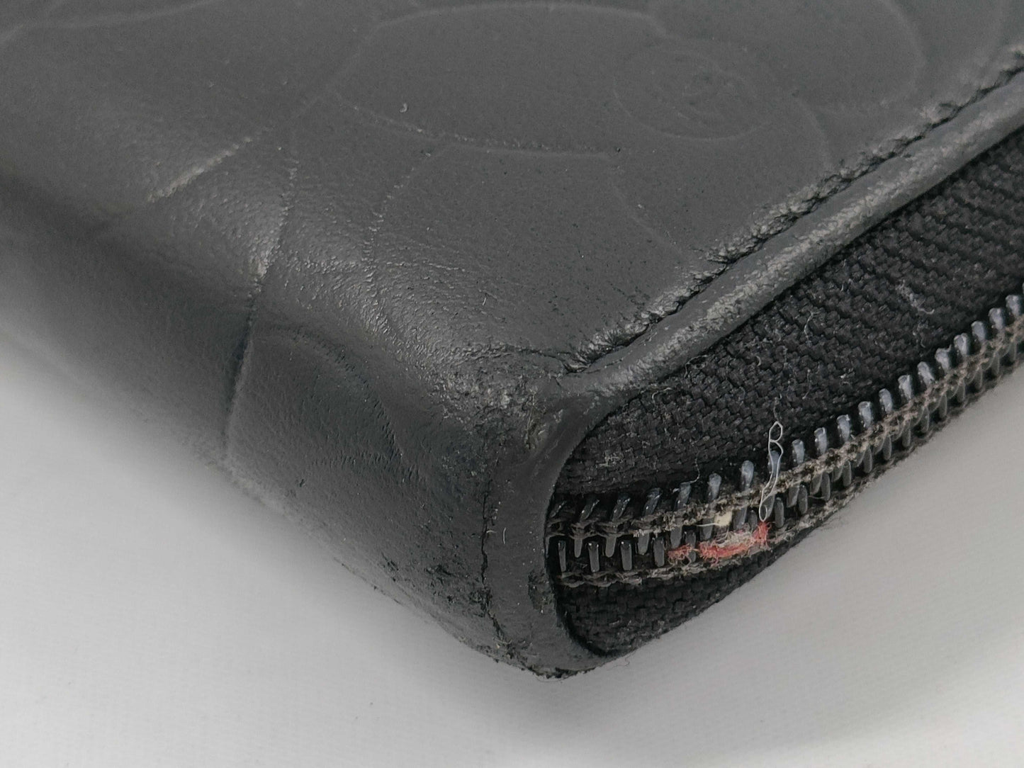 CHANEL Black Leather Long Wallet with Coco Mark