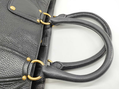 PRADA Prada Black Vitello Dino Leather Tote Bag