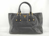 PRADA Prada Black Vitello Dino Leather Tote Bag