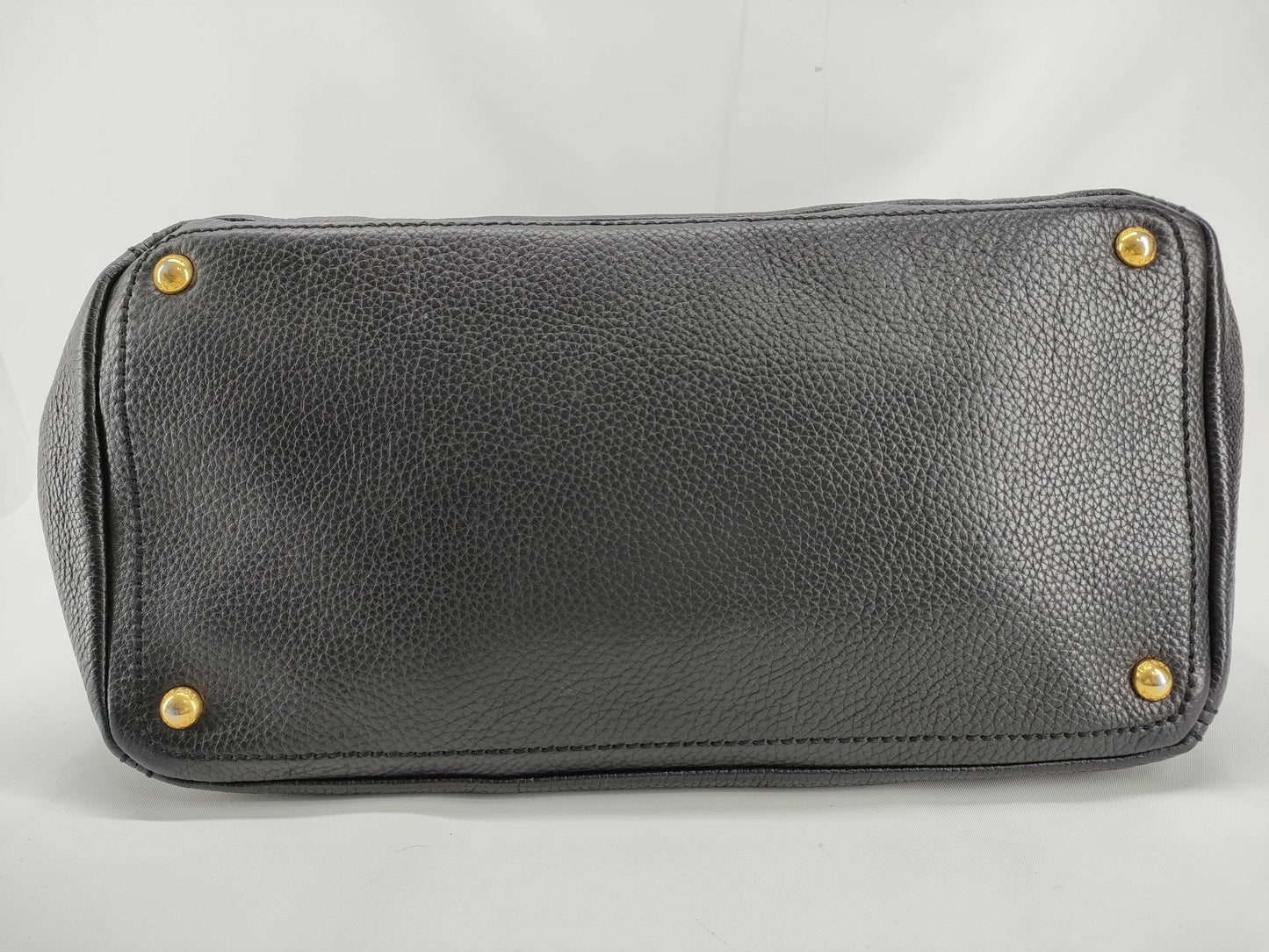 PRADA Prada Black Vitello Dino Leather Tote Bag