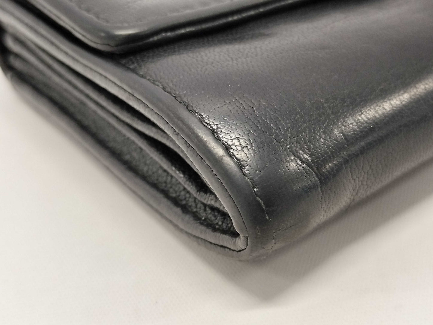 CHANEL CHANEL Long Wallet Lucky Flower Coco Mark Black Leather Wallet