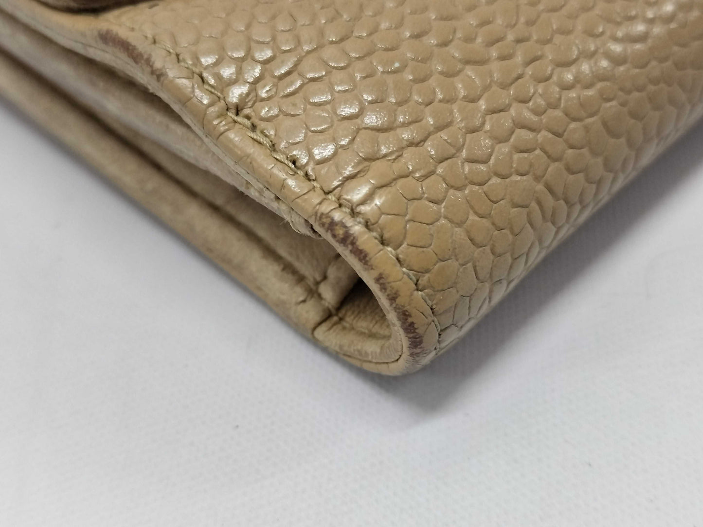 CHANEL CHANEL Folding Wallet Caviar Skin Coco Mark with Card Sticker