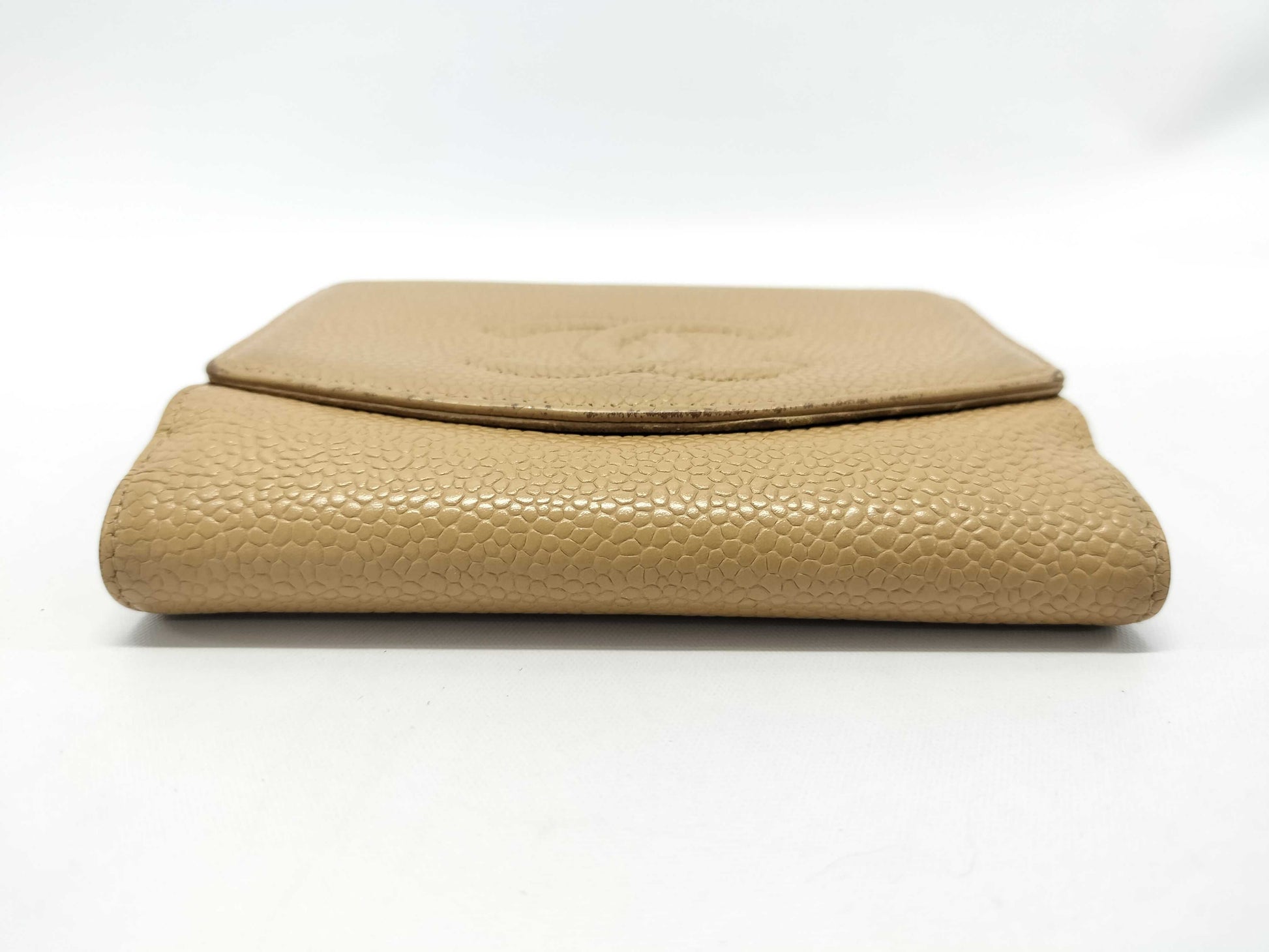 CHANEL CHANEL Folding Wallet Caviar Skin Coco Mark with Card Sticker