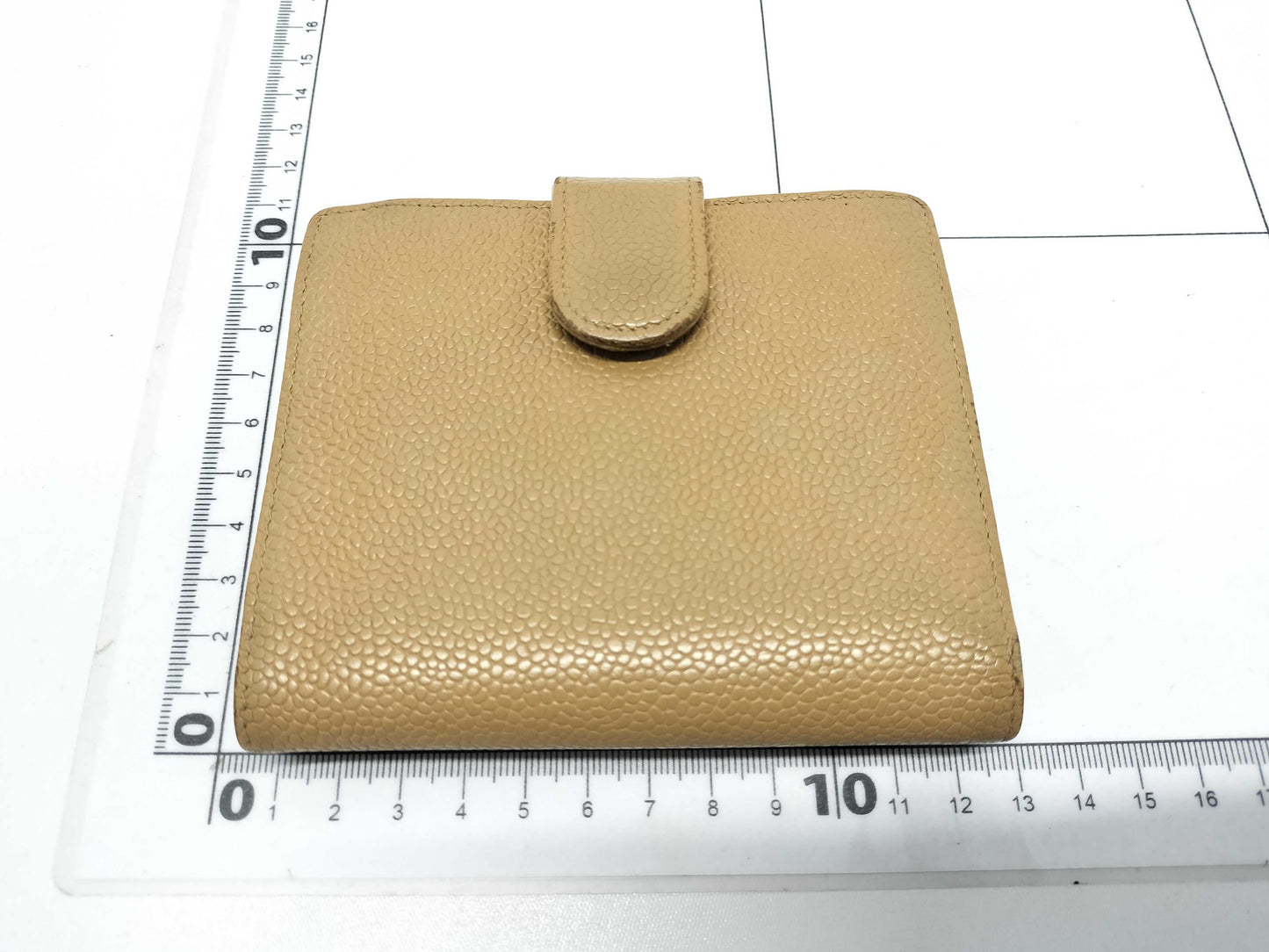 CHANEL CHANEL Folding Wallet Caviar Skin Coco Mark with Card Sticker