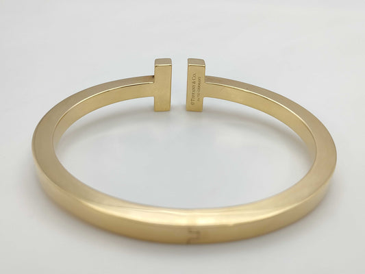 Tiffany & Co. T Square YG Au750 28.2g Bracelet Bangle 