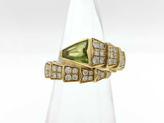 BVLGARI Serpenti Viper L Colored Stone Diamond YG Au750 10.5g Ring 