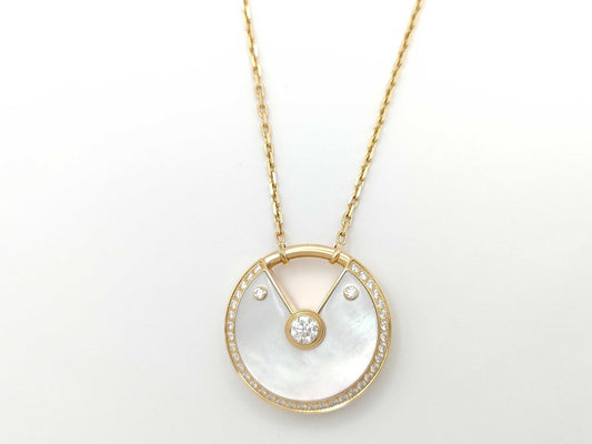 Cartier Amulet Shell Diamond YG Au750 27.4g Necklace 