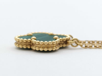 Van Cleef&Arpels Vintage Alhambra Malachite YG Au750 5.4g Necklace 