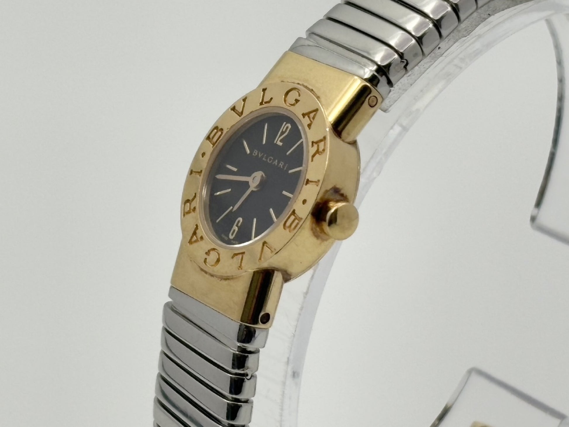 BVLGARI Tubogas BB192TG D310302 Quartz Black Dial 18K Gold Women's Watch