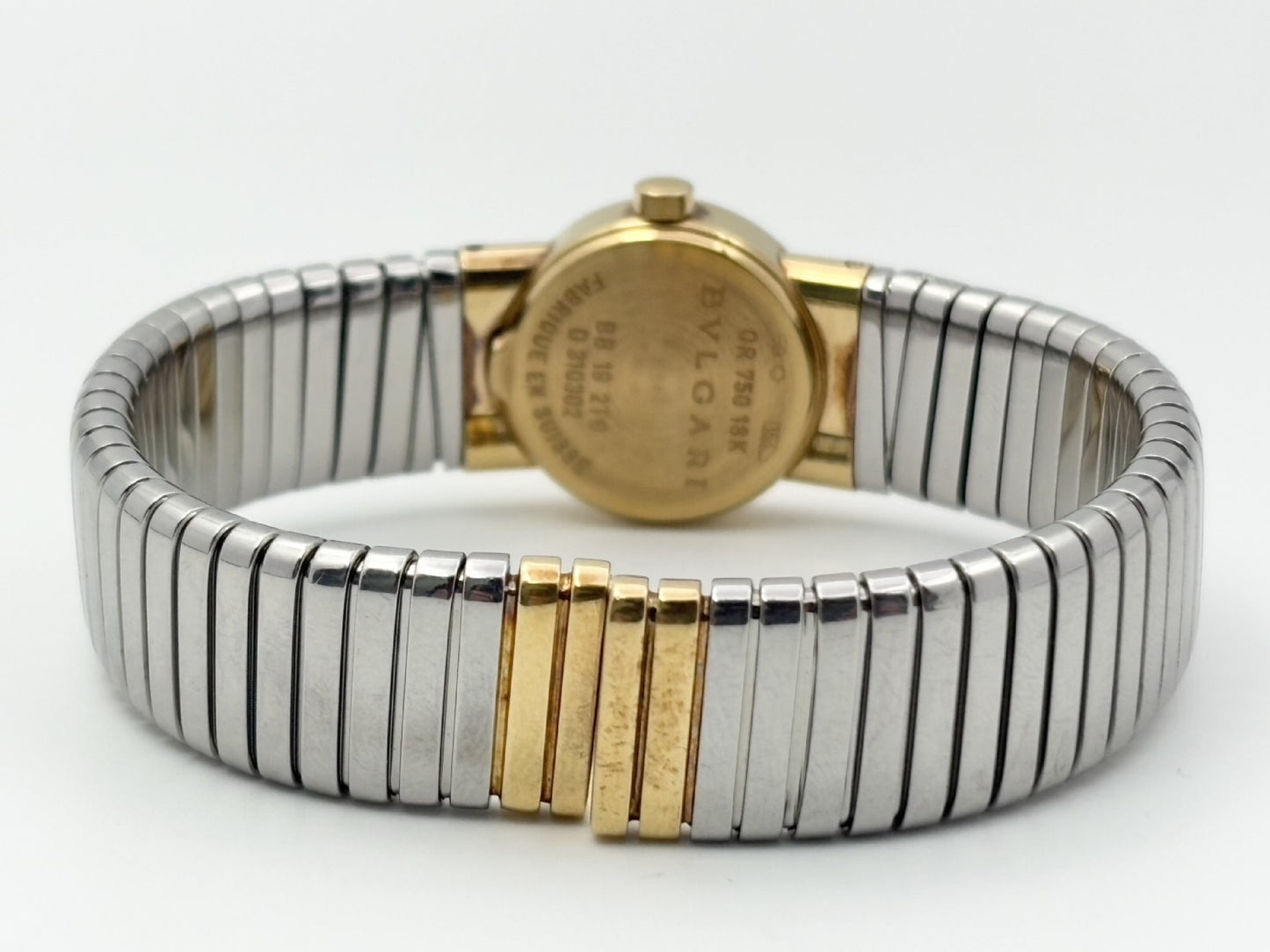 BVLGARI Tubogas BB192TG D310302 Quartz Black Dial 18K Gold Women's Watch