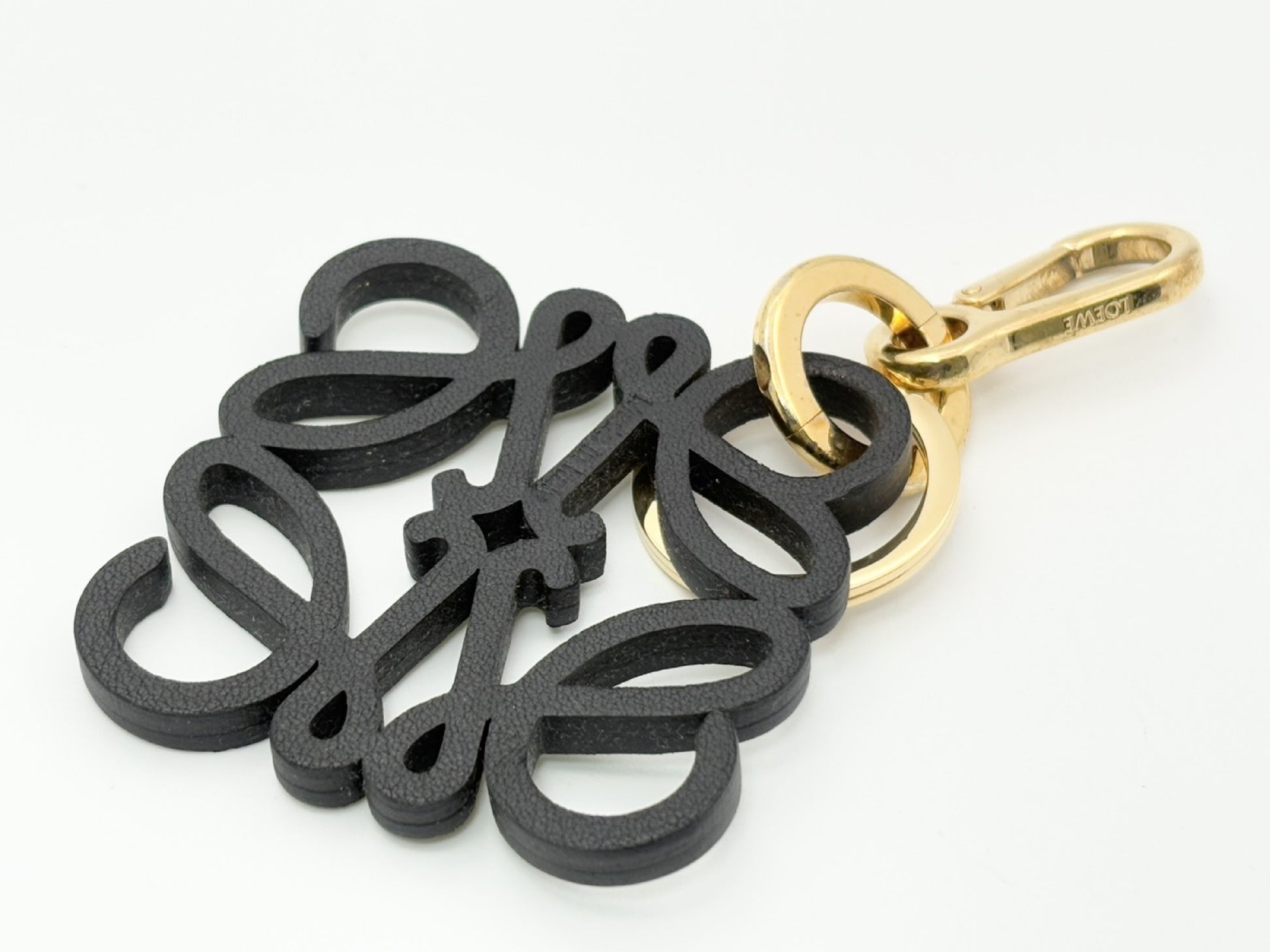 LOEWE Anagram Leather Charm Keyring Green x Black Keycase Keychain