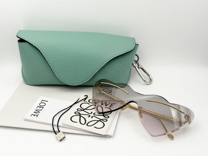 LOEWE LW40087U Heart 150□0-140 Gray x Pink Gradient Cross Laurazu Ibiza Leather Case Available Sunglasses / Glasses