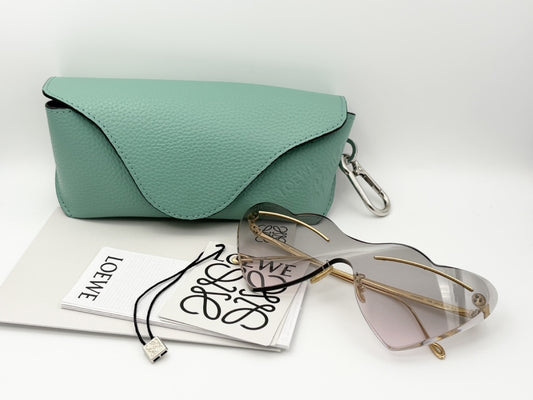 LOEWE LW40087U Heart 150□0-140 Gray x Pink Gradient Cross Laurazu Ibiza Leather Case Available Sunglasses / Glasses