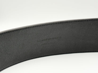 SAINT LAURENT GRZ619783 Crocodile Embossed Leather Belt 83/65 Brown Wide Thick Belt