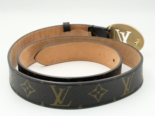 LOUIS VUITTON Vuitton M9842 Saint-Ture Oval Monogram Belt PVCx Leather 90/36 Brown CT2150 Belt