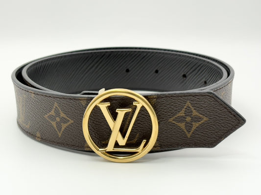 LOUIS VUITTON M9935 Santur LV Circle Reversible Monogram/Epi Leather Belt 80/32 PVC/Leather Black/Brown AC3169 Belt