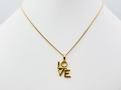 SAINT LAURENT Saint Laurent LOVE Logo Gold Necklace